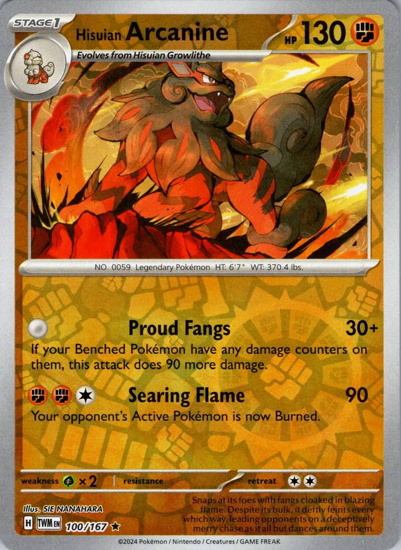 [PKM-R] Hisuian Arcanine (100/167) [Scarlet & Violet: Twilight Masquerade]