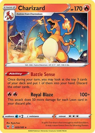 [PKM-R] Charizard (25/185) (Cracked Ice Holo) (Theme Deck Exclusive) [Sword & Shield: Vivid Voltage]