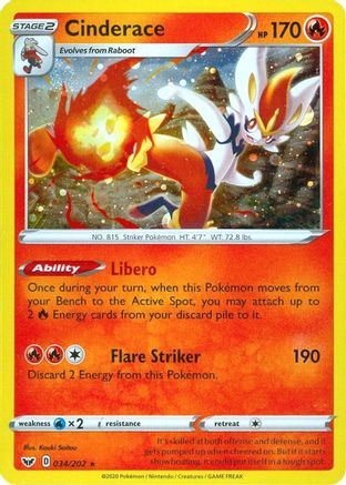 [PKM] Cinderace (034/202) (Cosmos Holo) [Sword & Shield: Base Set]