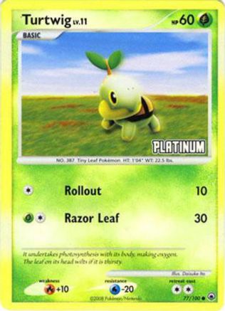 [PKM] Turtwig LV.11 (77/100) (Platinum) [Burger King Promos: 2008 Collection]