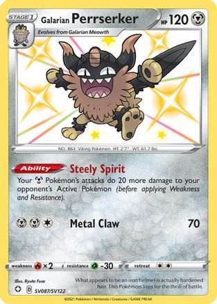 [PKM] Galarian Perrserker (SV087/SV122) [Sword & Shield: Shining Fates]