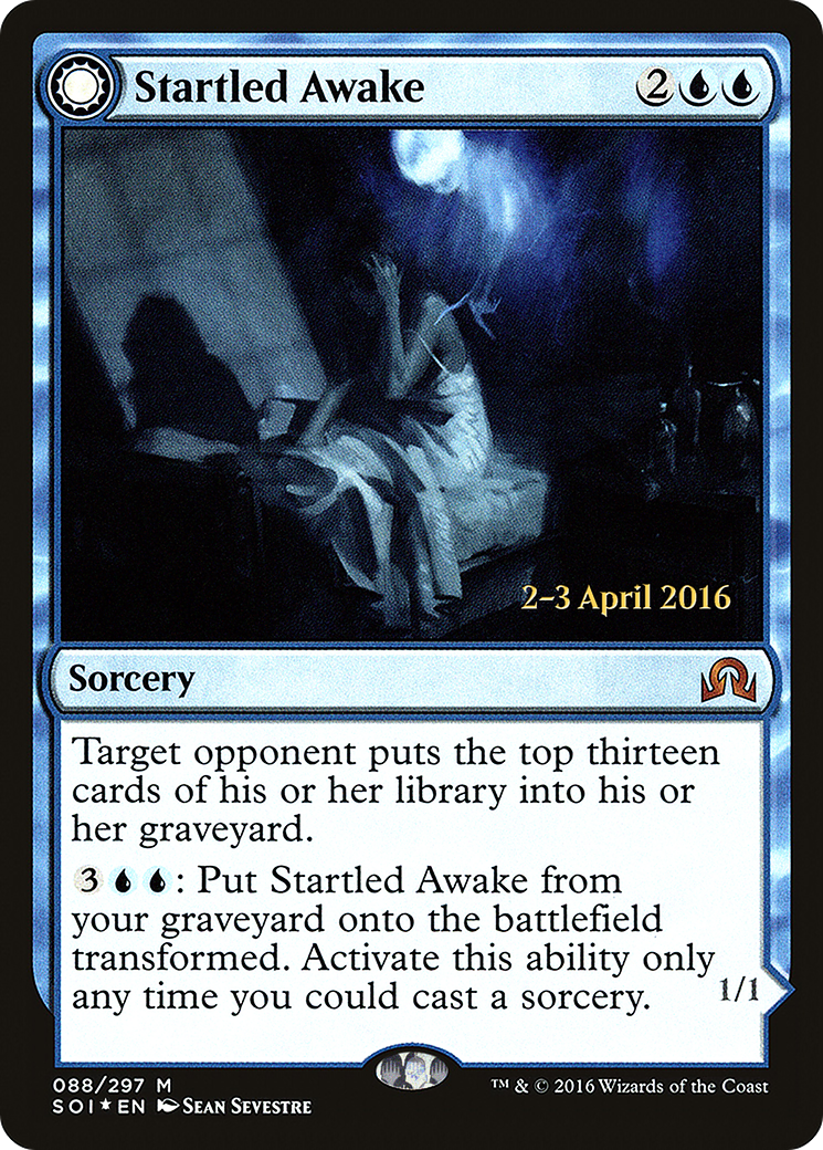 {R} Startled Awake // Persistent Nightmare [Shadows over Innistrad Prerelease Promos][PR SOI 088]