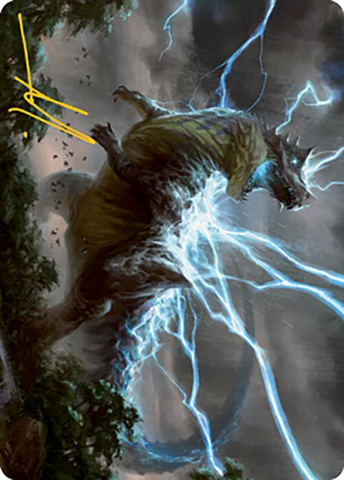 {A} Thrasta, Tempest's Roar Art Card (41) (Gold-Stamped Signature) [Modern Horizons 2 Art Series][GS AMH2 041]