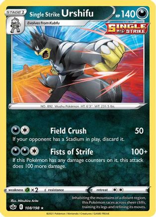 [PKM-R] Single Strike Urshifu (108/198) [Sword & Shield: Chilling Reign]