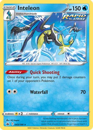 [PKM-R] Inteleon (043/198) (Theme Deck Exclusive) [Sword & Shield: Chilling Reign]