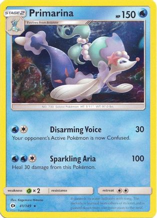 [PKM] Primarina (41/149) (Water Web Holo) [Sun & Moon: Base Set]