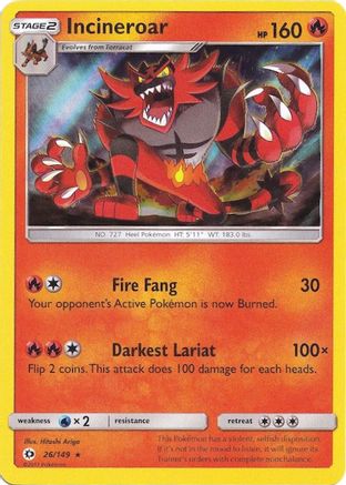 [PKM-R] Incineroar (26/149) (Water Web Holo) [Sun & Moon: Base Set]