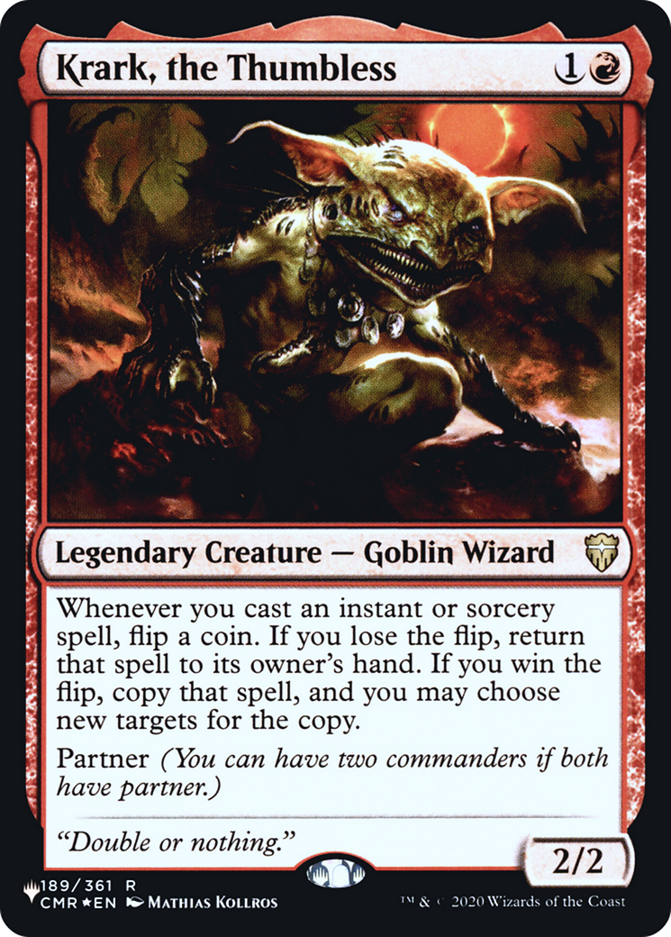 {R} Krark, the Thumbless [Secret Lair: Heads I Win, Tails You Lose][LS CMR 189]
