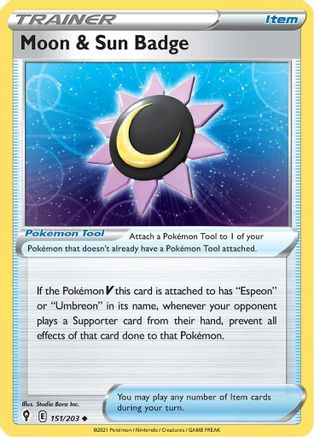 [PKM] Moon & Sun Badge (151/203) [Sword & Shield: Evolving Skies]