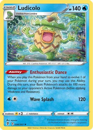 [PKM] Ludicolo (034/203) [Sword & Shield: Evolving Skies]