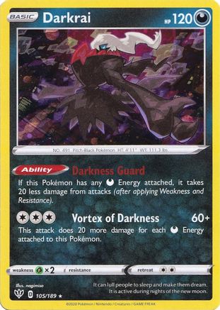 [PKM] Darkrai (105/189) (Cosmos Holo) [Sword & Shield: Darkness Ablaze]