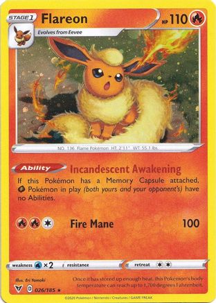 [PKM] Flareon (026/185) (Cosmos Holo) [Sword & Shield: Vivid Voltage]