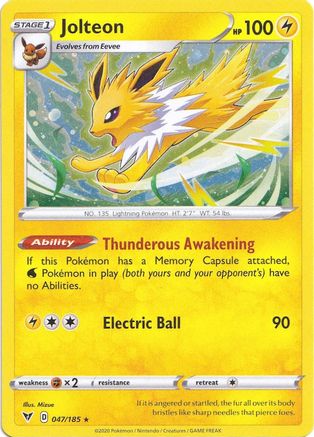 [PKM] Jolteon (047/185) (Cosmos Holo) [Sword & Shield: Vivid Voltage]