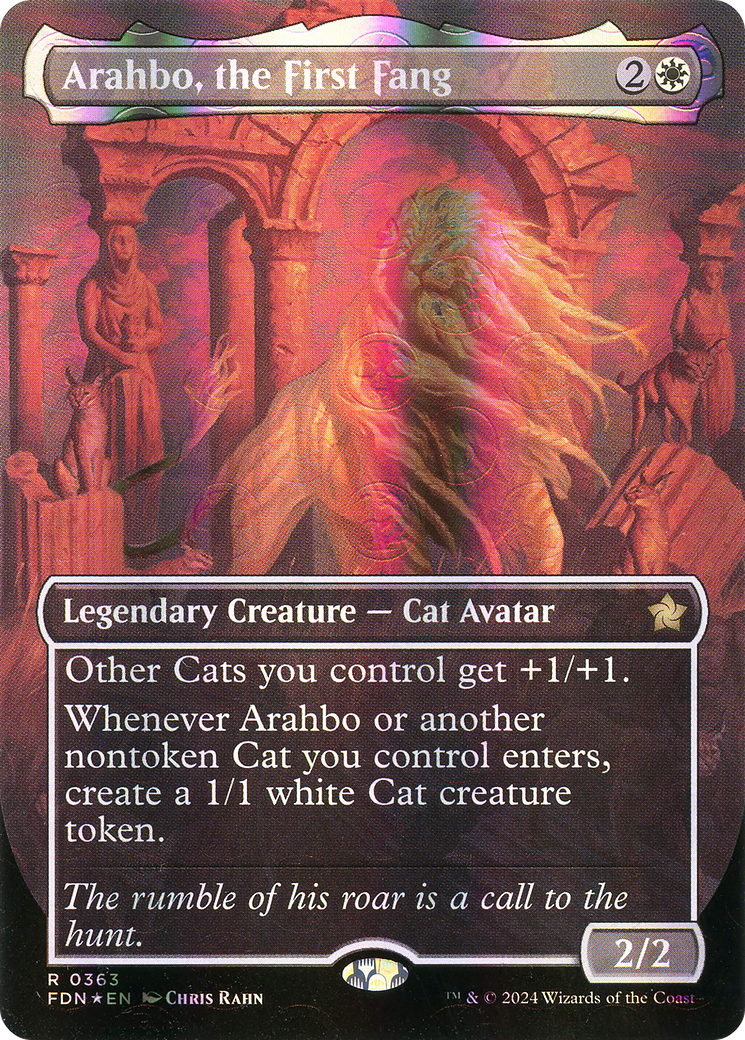 {@R} Arahbo, the First Fang (Borderless) (Mana Foil) [Foundations][FDN 363]