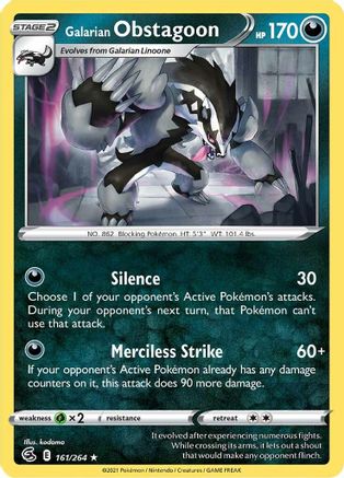 [PKM-R] Galarian Obstagoon (161/264) [Sword & Shield: Fusion Strike]