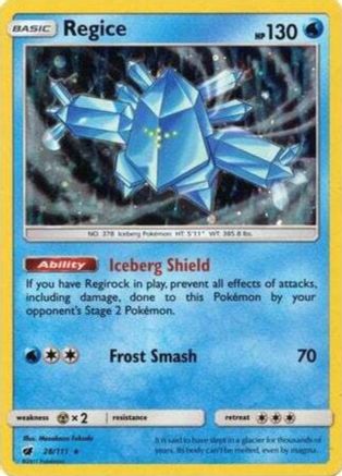 [PKM] Regice (28/111) (Cosmos Holo) [Sun & Moon: Crimson Invasion]
