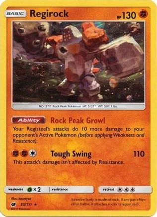 [PKM-R] Regirock (53/111) (Cosmos Holo) [Sun & Moon: Crimson Invasion]