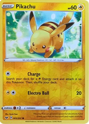 [PKM-C] Pikachu (065/202) (Reverse Cosmos Holo) [Sword & Shield: Base Set]