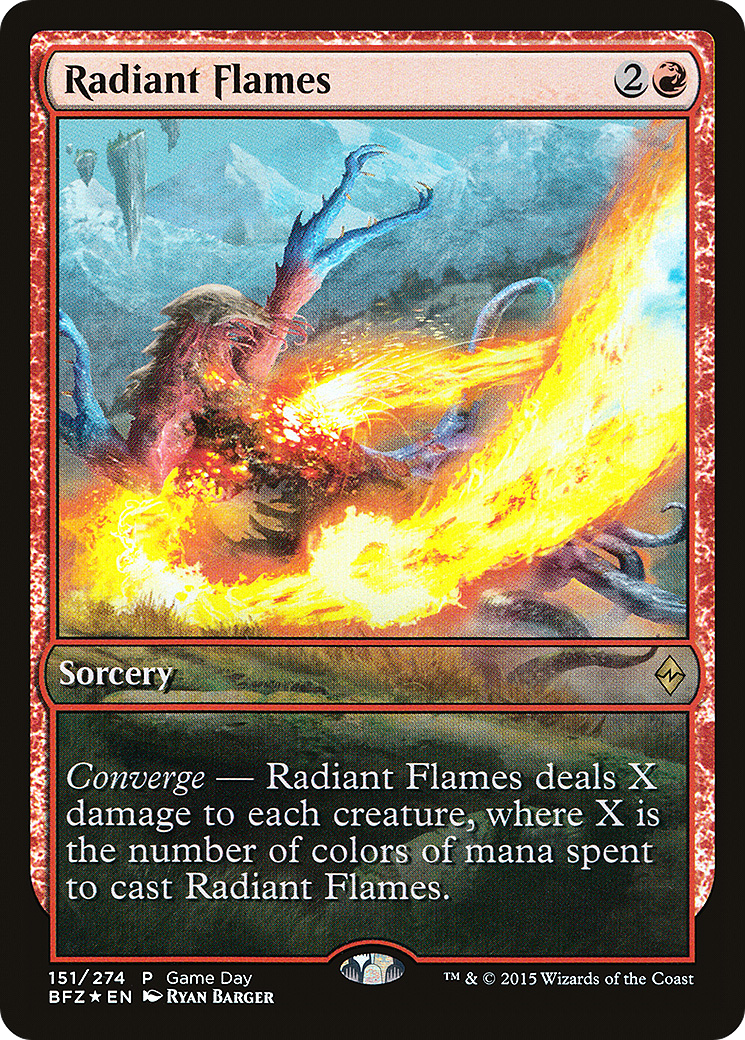 {R} Radiant Flames (Game Day) [Battle for Zendikar Promos][PA BFZ 151] - Misty Mountain Games