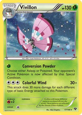 [PKM] Vivillon (17/146) (Meadow Form/Pink Wings) (Cosmos Holo) [XY: Base Set]