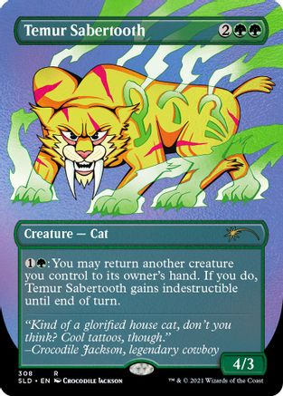 {R} Temur Sabertooth (Borderless) (Foil Etched) [Secret Lair Drop Series][ET SLD 308]