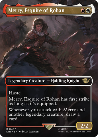 {R} Merry, Esquire of Rohan (Borderless Alternate Art) [The Lord of the Rings: Tales of Middle-Earth][LTR 437]