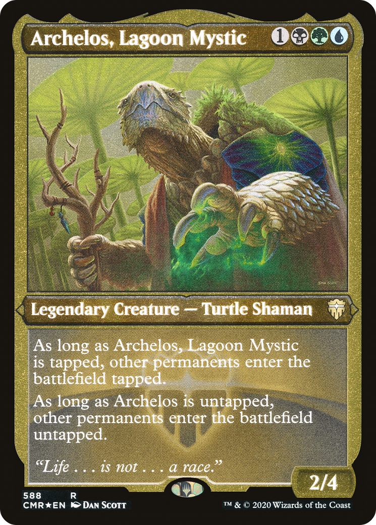 {R} Archelos, Lagoon Mystic (Etched) [Commander Legends][CMR 588]