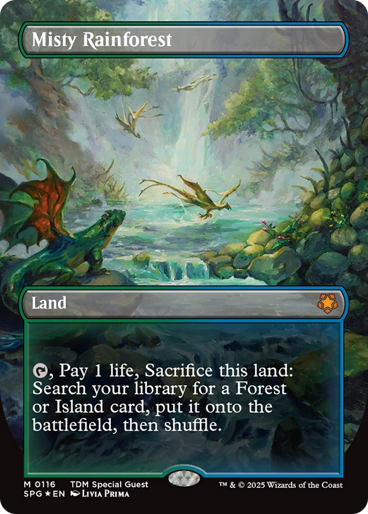 {R} Misty Rainforest (Borderless) (Dragonscale Foil) [Tarkir: Dragonstorm Special Guests][SPG 116]