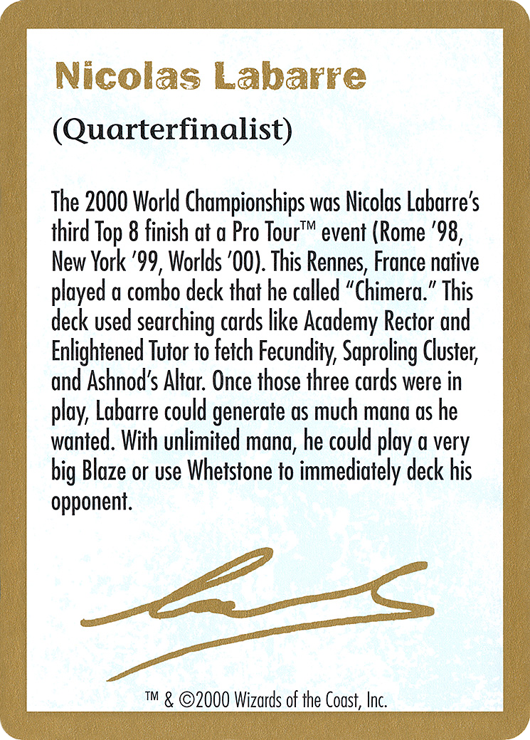 {C} Nicolas Labarre Bio [World Championship Decks 2000][GB WC00 NL0A]
