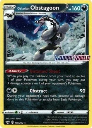 [PKM-R] Galarian Obstagoon (119/202) (Cosmos Holo) [Sword & Shield: Base Set]