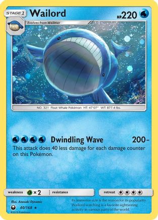 [PKM] Wailord (40/168) (Cosmos Holo) [Sun & Moon: Celestial Storm]