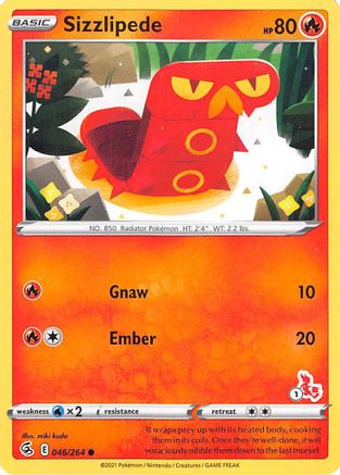 [PKM] Sizzlipede (046/264) (Cinderace Stamp #1) [Battle Academy 2022]