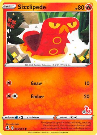 [PKM] Sizzlipede (046/264) (Cinderace Stamp #14) [Battle Academy 2022]