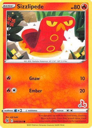 [PKM] Sizzlipede (046/264) (Cinderace Stamp #17) [Battle Academy 2022]
