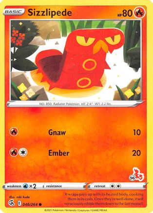 [PKM] Sizzlipede (046/264) (Cinderace Stamp #56) [Battle Academy 2022]