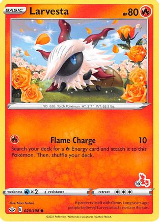 [PKM-C] Larvesta (23/198) (Cinderace Stamp #19) [Battle Academy 2022]