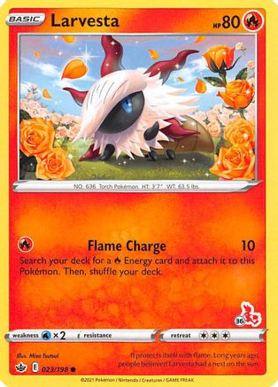 [PKM-C] Larvesta (23/198) (Cinderace Stamp #36) [Battle Academy 2022]