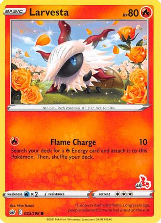 [PKM] Larvesta (23/198) (Cinderace Stamp #46) [Battle Academy 2022]