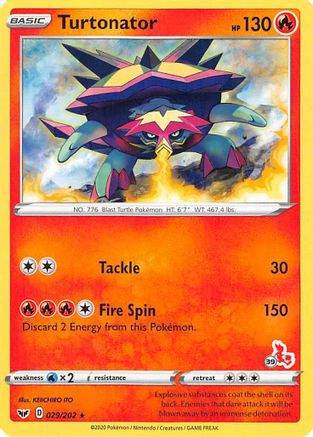 [PKM] Turtonator (029/202) (Cinderace Stamp #39) [Battle Academy 2022]