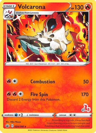 [PKM] Volcarona (24/198) (Cinderace Stamp #27) [Battle Academy 2022]