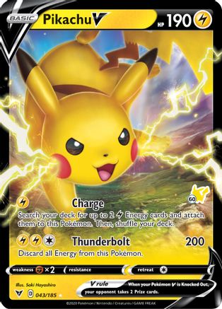 [PKM] Pikachu V (043/185) (Pikachu Stamp #60) [Battle Academy 2022]