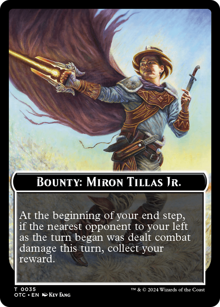{T} Bounty: Miron Tillas Jr. // Bounty Rules Double-Sided Token [Outlaws of Thunder Junction Commander Tokens][TOTC 035]