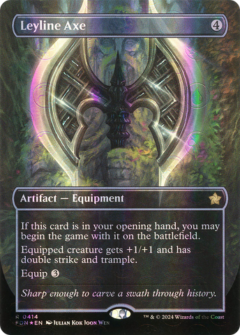 {@R} Leyline Axe (Borderless) (Mana Foil) [Foundations][FDN 414]