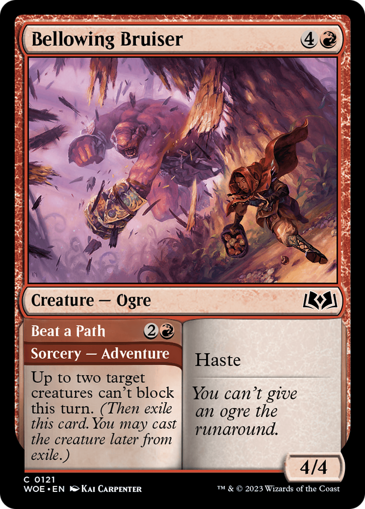 {@C} Bellowing Bruiser // Beat a Path [Wilds of Eldraine][WOE 121]