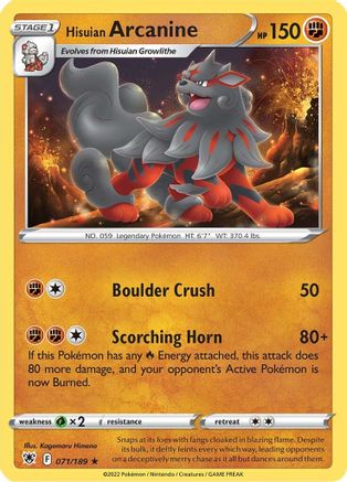 [PKM] Hisuian Arcanine (071/189) [Sword & Shield: Astral Radiance]