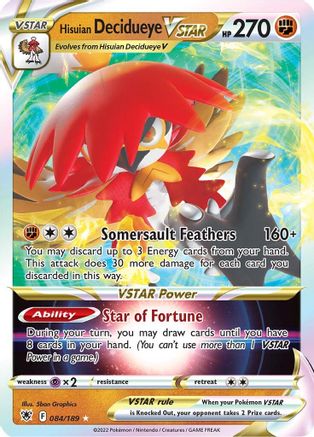 [PKM] Hisuian Decidueye VSTAR (084/189) [Sword & Shield: Astral Radiance]