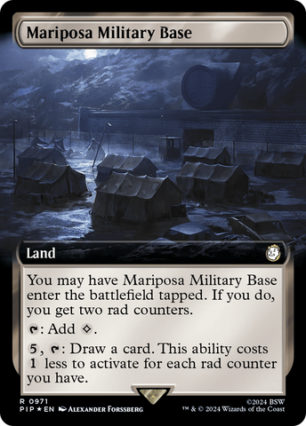 {R} Mariposa Military Base (Extended Art) (Surge Foil) [Fallout][PIP 971]