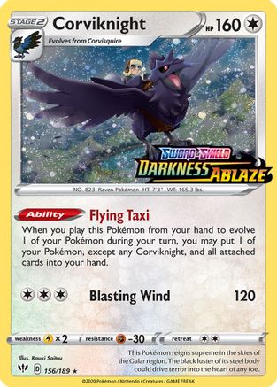 [PKM] Corviknight (156/189) (Cosmos Holo) [Sword & Shield: Darkness Ablaze]