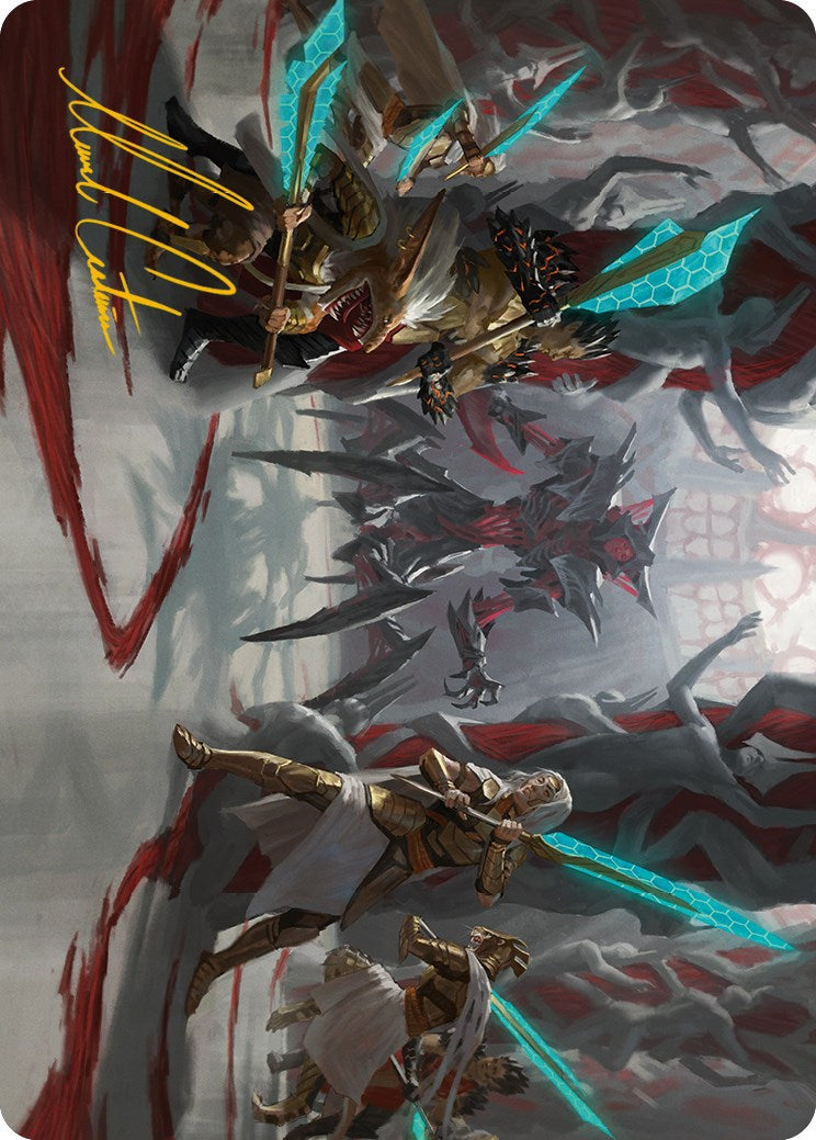 {A} Goldwardens' Gambit Art Card (Gold-Stamped Signature) [Phyrexia: All Will Be One Art Series][GS AONE 029]