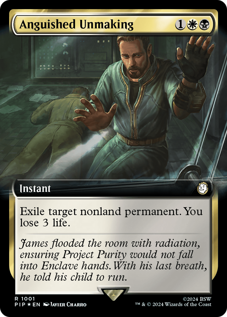 {R} Anguished Unmaking (Extended Art) (Surge Foil) [Fallout][PIP 1001]